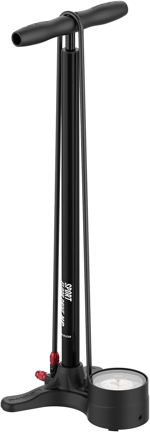 LEZYNE Sport Floor Drive Bicycle Pump - High Pressure 220 PSI with 3.5" Analog Gauge | Fits Presta/Schrader Valves