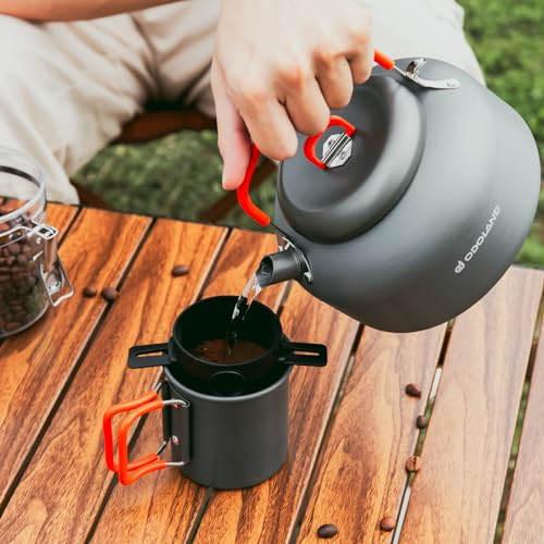 Camping Coffee Pot Set 1.2L with Mug & Filter for Outdoor Brewing
