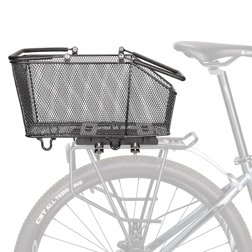 Large Capacity Bicycle Rear Rack Basket with Quick Release, Waterproof Cover & Cargo Net