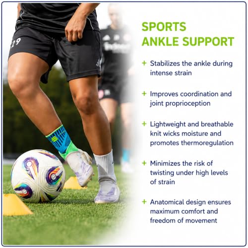 Bauerfeind Sports Ankle Support – Medium/Left Black Ankle Brace with Figure-8 Taping Strap