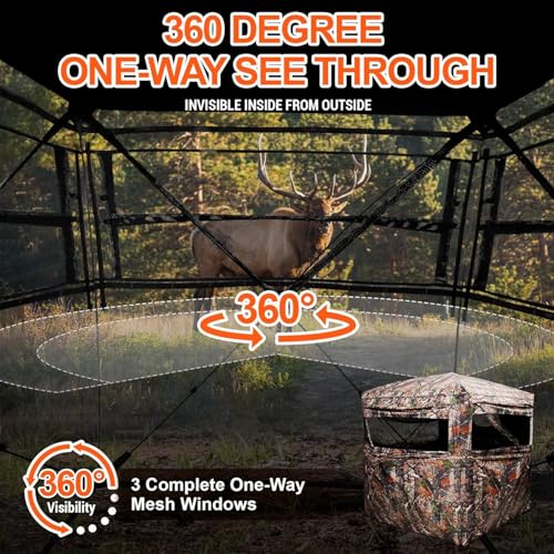 FUNHORUN 3-4 Person 360 See Through Hunting Blind - Pop Up Ground Deer Shelter