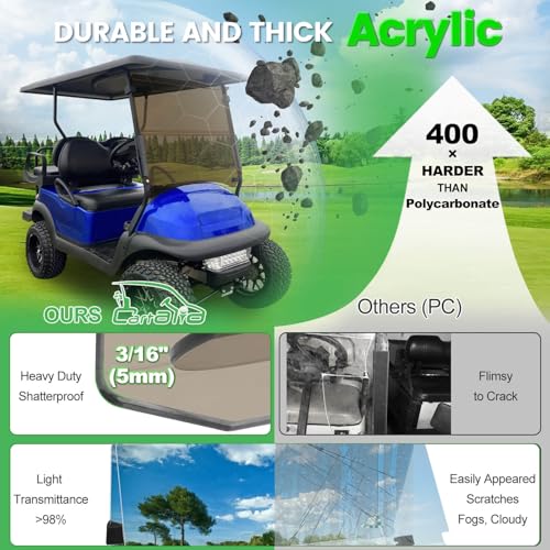 Cartalia Tinted Golf Cart Windshield 3/16" (5mm) for Club Car Precedent/Onward