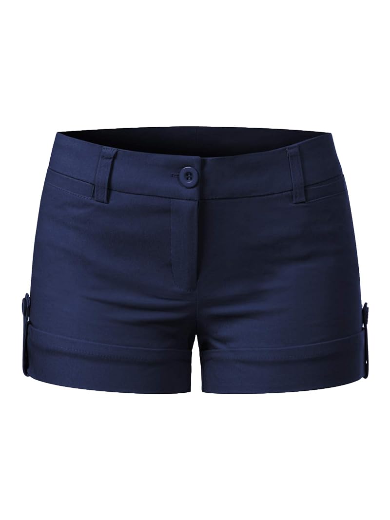 Design by Olivia Women's Stretch Cuffed Shorts - Navy, Medium