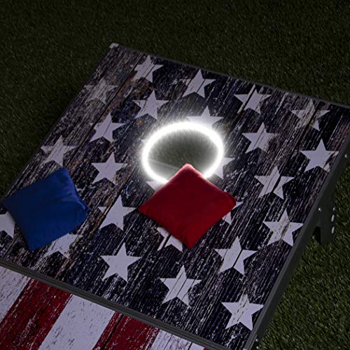 GoSports LED America Cornhole Board Set - Regulation Size Portable Outdoor Game with Lights, Includes 8 Bean Bags