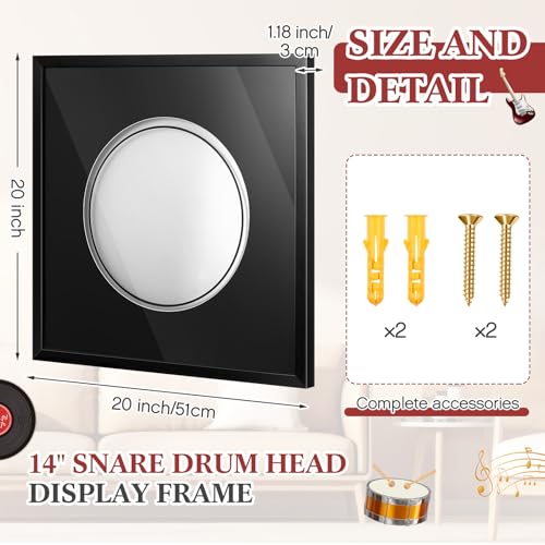 14 Inch Drum Head Display Frame Wall Mount Wooden Acrylic Cover