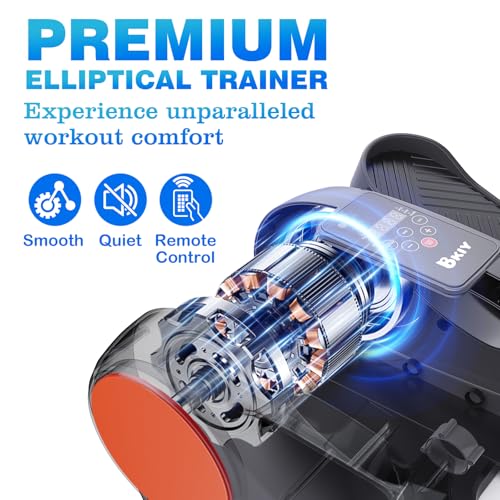 BKIY Under Desk Elliptical Machine Black - 12-Speed Reversible Exercise Equipment