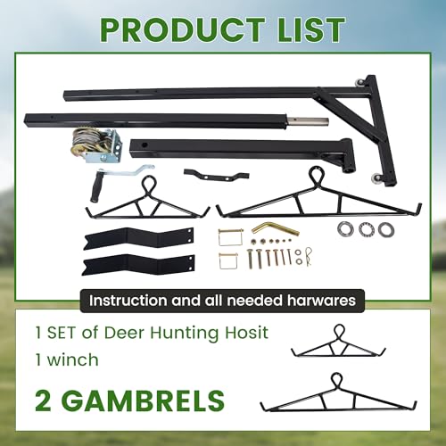 ECOTRIC 78-Inch Deer Hoist with 600lb Capacity for Truck Hitch