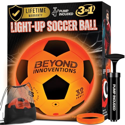 Glow in the Dark Soccer Ball Size 5 - Kids & Teens Outdoor Sports Toy
