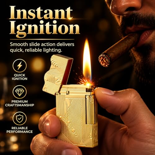 Laicengo Vintage Sanji Copper Butane Refillable Gas Lighter for Men & Dad