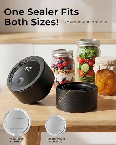 Cordless Electric Mason Jar Vacuum Sealer Kit with Auto-Stop - Portable Food Storage