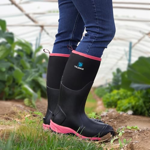 Women’s Waterproof Rubber Work Boots with Steel Shank - Pink, Size 6-11 - Insulated & Anti-Slip
