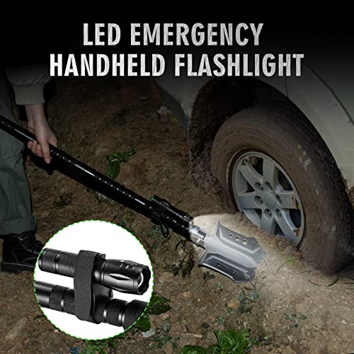 28-in-1 Camping Survival Shovel Set with Axe, Flashlight & High Carbon Steel