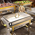 ZILODE 4 Pack Gold Chafing Dishes Buffet Food Warmers for Parties, 9QT