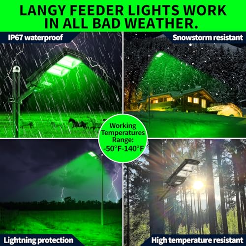 Solar Green Hunting Lights Set - 2 Pack 16000LM Night Hog & Deer Lights with Remote & Bracket