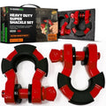 Red Heavy-Duty Shackles 70,548lb Break Strength - Rhino USA Super D Ring 2-Pack