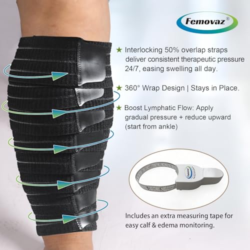 Calf Compression Wrap XX-Large - Adjustable Lymphedema Edema Swelling Relief, Breathable Anti-Slip Support