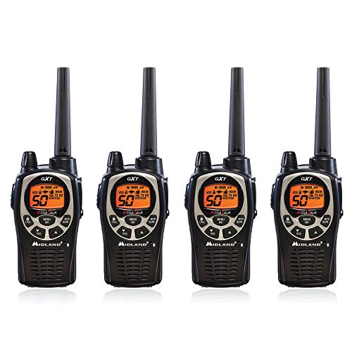 Midland GXT1000VP4 50-Channel GMRS Walkie Talkies 4 Pack, Waterproof 36-Mile Range