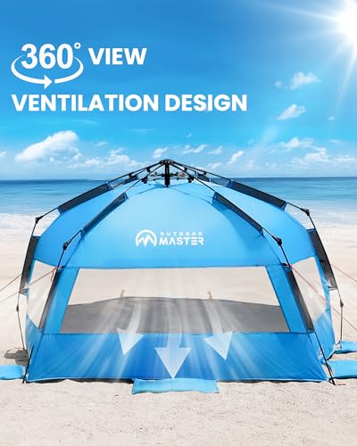Extra Large OutdoorPop Up Beach Tent Sun Shelter for 3-4 People Blue