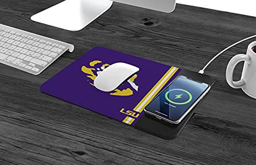 LSU Tigers Wireless Charging Mouse Pad - 1.6L x 3.9W Inches, Team Color