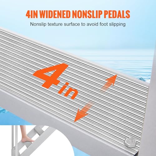 New 4-Step Aluminum Dock Ladder with Handrails - Adjustable Marine Pool & Lake Steps