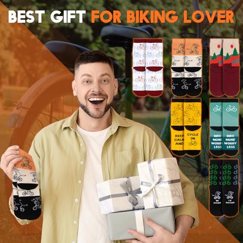Cycling Socks 6 Pairs Men Women Funny Crew Socks - Gifts