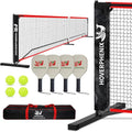 Hoverphenix 22FT Red Pickleball Net Set with 4 Paddles - Portable Outdoor Game