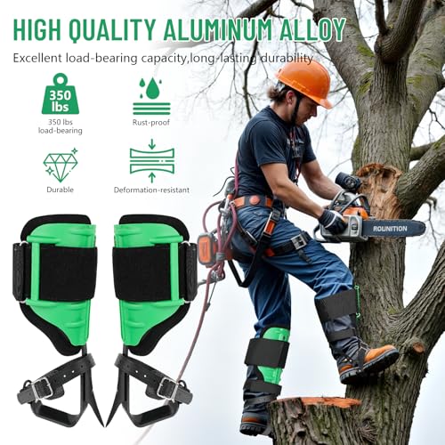 Green Alloy Steel Tree Climbing Spikes - Support 350lbs, Adjustable & Durable