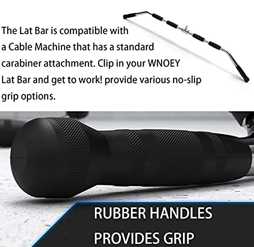 Heavy Duty Lat Pulldown Bar with Rubber Handgrips - 48 Inch Cable Attachment for Home Gym