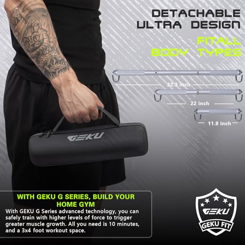 GEKU FIT Aluminum Resistance Band Workout Bar, Detachable Heavy Duty Exercise Bar for Home Gym
