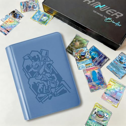Card Binder 4 Pocket, Holds 160 Trading Cards, Waterproof PU Leather, Blue