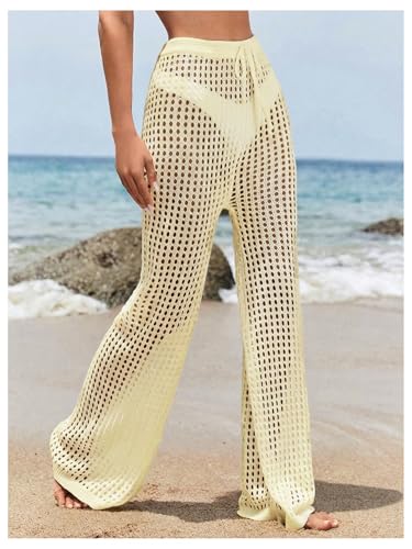 Women's Crochet Pants High Waist Beach Cover Up Vacation Outfits
