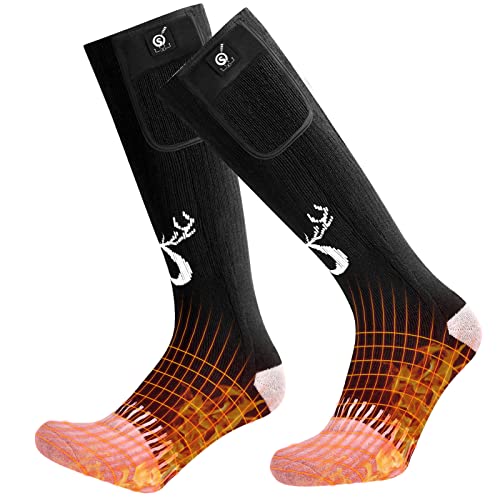 Rechargeable Heated Socks for Cold Weather Outdoor Activities - Black & Gray, Large