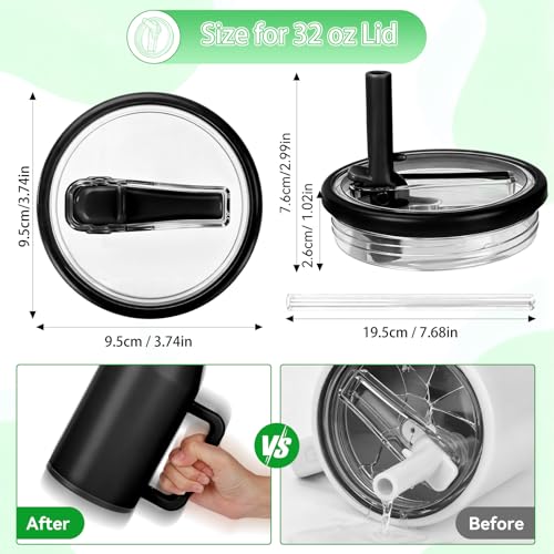 Black 32oz Flip Straw Lid for HydroJug Travel Tumbler Leak-Proof BPA-Free