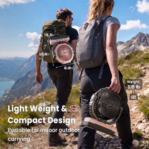 FRIZCOL 3-in-1 Camping Fan with 24000mAh Battery & Pink Variation
