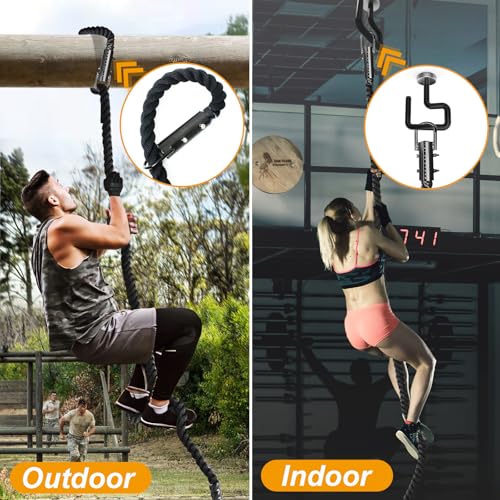 15Ft Heavy Duty Climbing Rope Gym Workout - Black, 1.5 Inch Diameter
