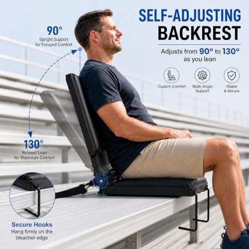 Ergonomic Stadium Seat with Auto-Adjusting Backrest for Bleacher Comfort