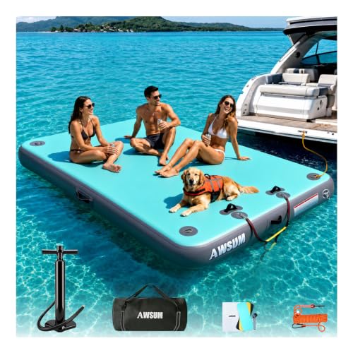 AWSUM Inflatable Floating Dock 8x6 ft Mint Green/Gray Water Platform