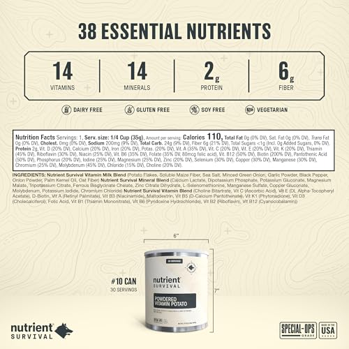 Potato Flakes 4 Pack - Shelf-Stable Emergency Vitamin Potato Powder for Cooking & Camping
