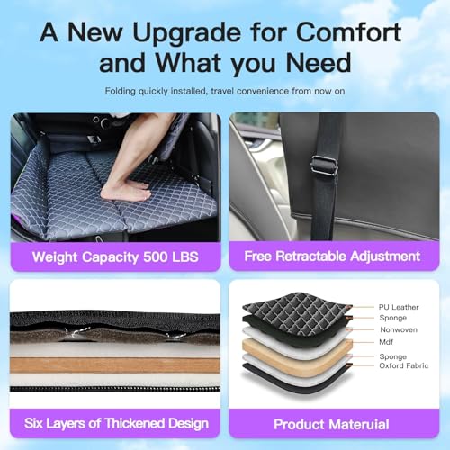 YASHINE Non-Inflatable Truck Bed Air Mattress 59"L x 36"W for F150, Silverado, RAM, Tundra