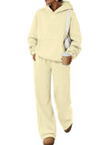 Oversized Hoodie & Wide Leg Pants 2-Piece Lounge Set - Lightyellow Medium