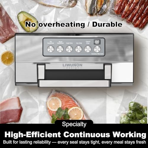LIWUNON Stainless Steel Vacuum Sealer for Food - Automatic & Heavy Duty