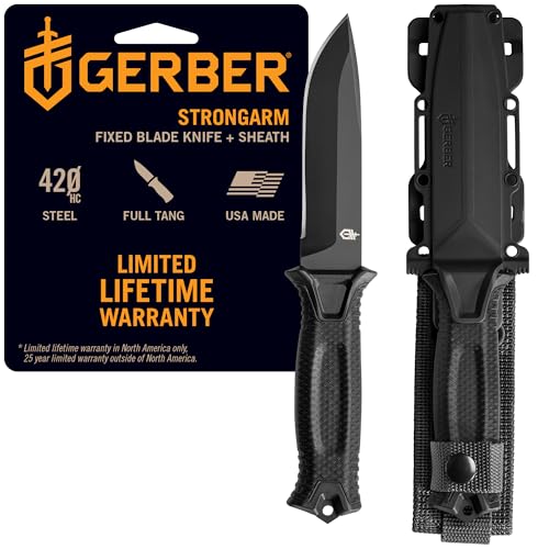 Gerber StrongArm Full Tang Fixed Blade Knife 4.8" Plain Edge Black