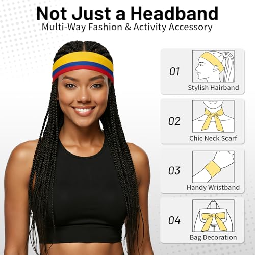 Colombia Flag Pattern Adjustable Sports Headband Wrap for Women Men