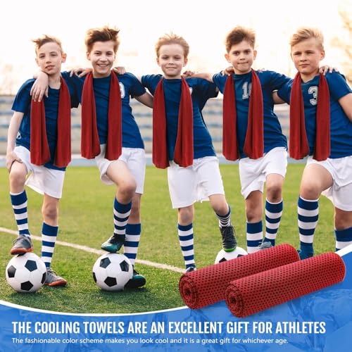 Hosuly 15 Pcs Cooling Towels 40x12 Inches - Red, Reusable Summer Neck & Face Wraps