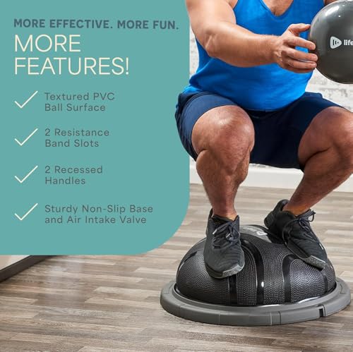Lifepro Horizon Half Balance Ball Trainer Black - 440 lb Capacity Stability Exercise Equipment