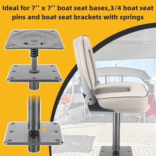 Marine Boat Seat Pedestal Mount Kit - Adjustable 3/4" Pin & 7x7 Base Plate