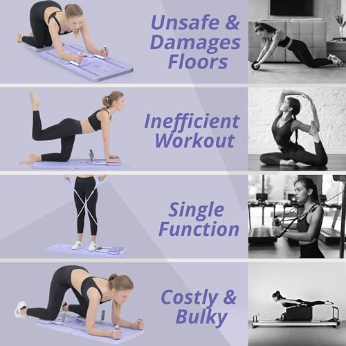 JANUA Purple Pilates Reformer Board 5-in-1 Foldable Home Workout Equipment