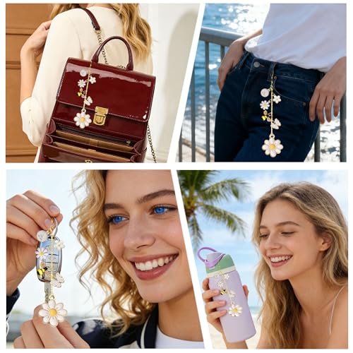 Personalized Flower Charm Set for Owala Bottles - White S Handle Strap