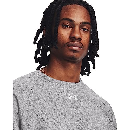 Under Armour Men's Rival Fleece Crew - Large / Castlerock Light Heather / White