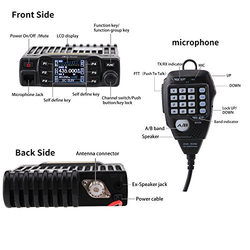AnyTone AT-778UV Dual Band VHF/UHF Mobile Radio Transceiver 25W with LCD